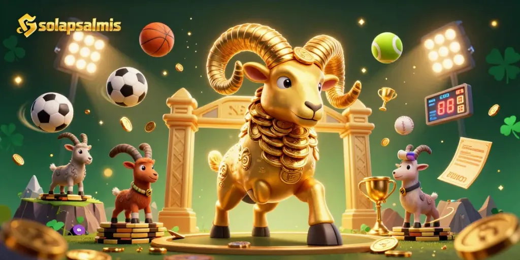 Experience thrilling casino action with solapsalmis as a golden ram charges through dynamic sports elements.