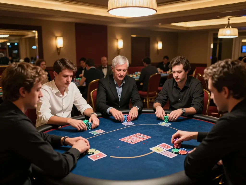 rikvip online poker players engaging in intense gameplay at a luxurious casino table