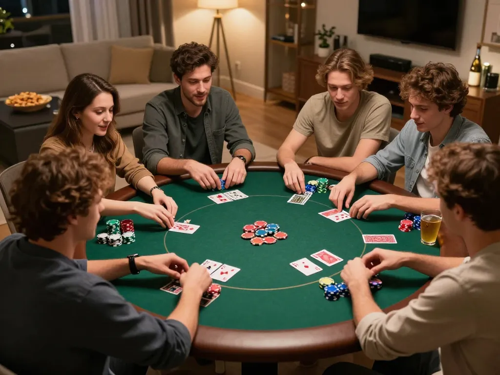 Engaged players at home poker game showcasing the excitement of say88 nhà cái experience.