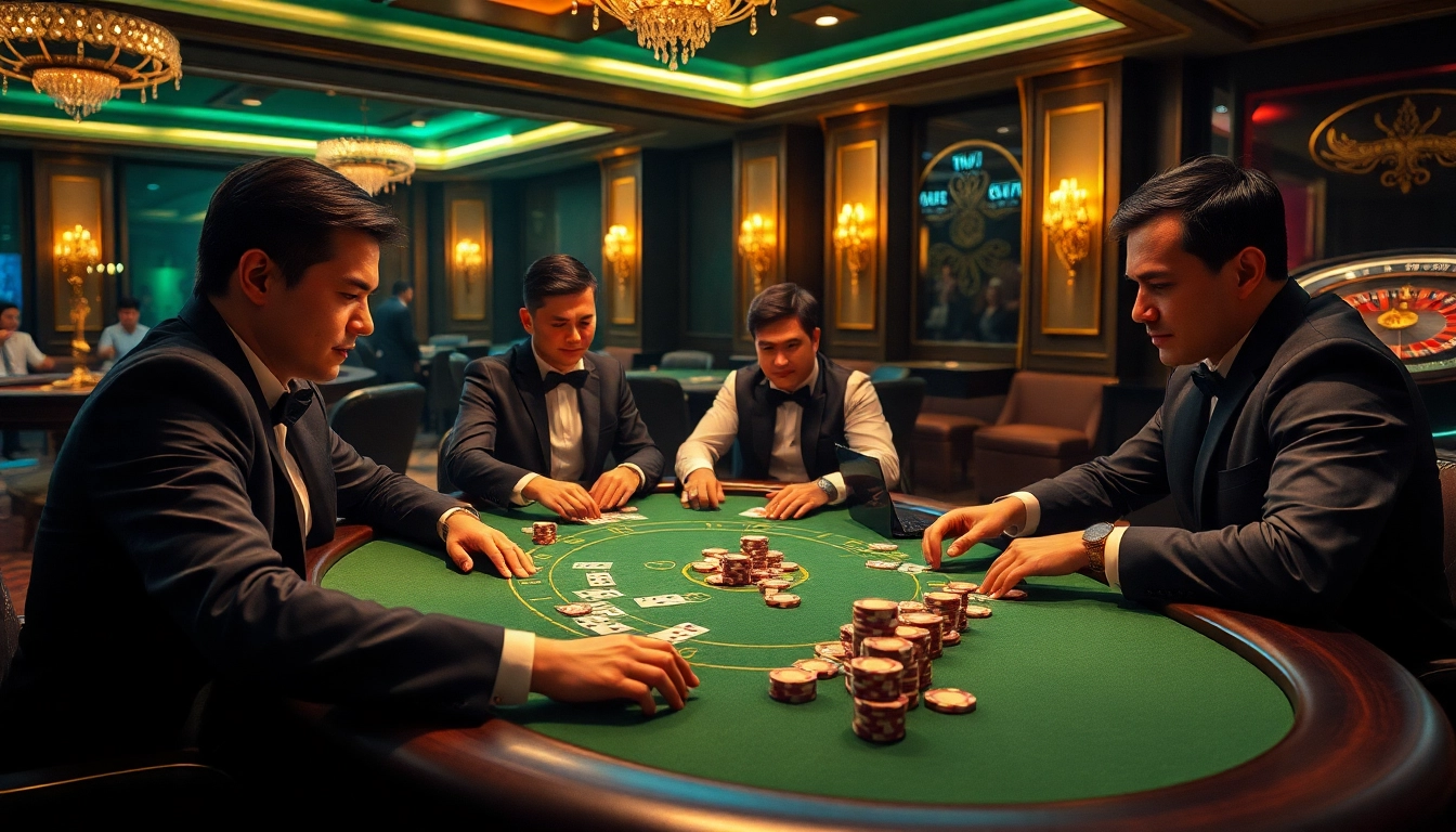 Exciting poker game scene at https://dh88.video/ with vibrant chips and cards.