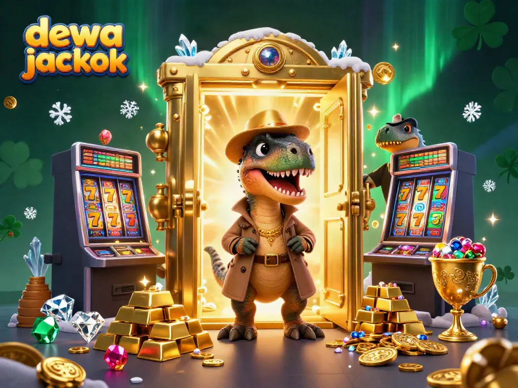 Mencari dewa jackpot dengan velociraptor dan stegosaurus di mesin slot yang penuh harta karun