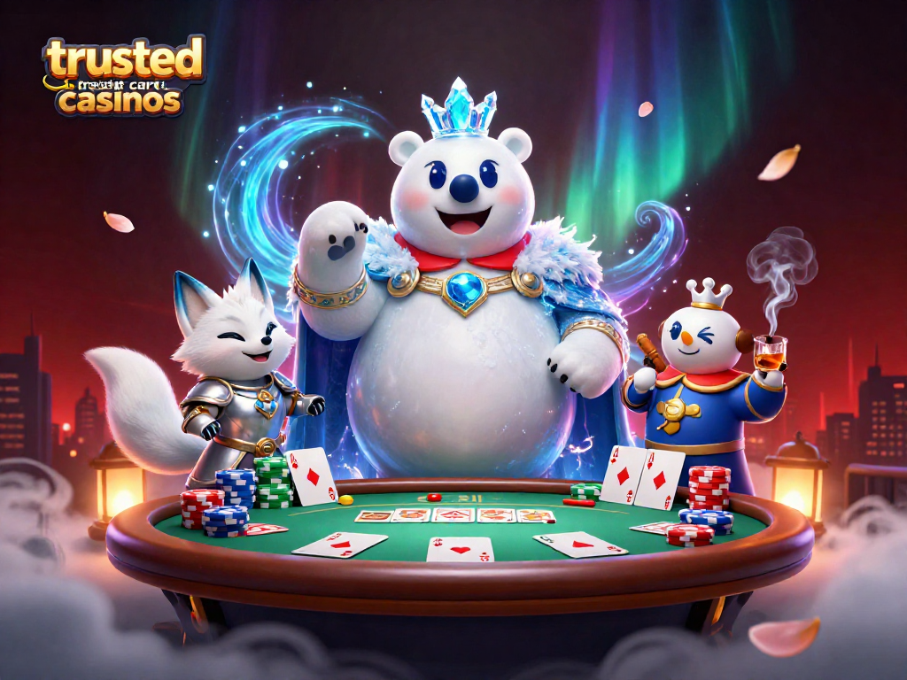 Experience trusted credit card casinos with thrilling poker action in a vibrant 3D scene.