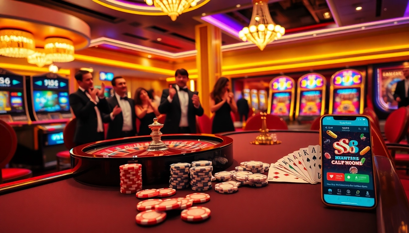 S8 gambling enthusiasts enjoying a high-stakes game at an elegant casino table