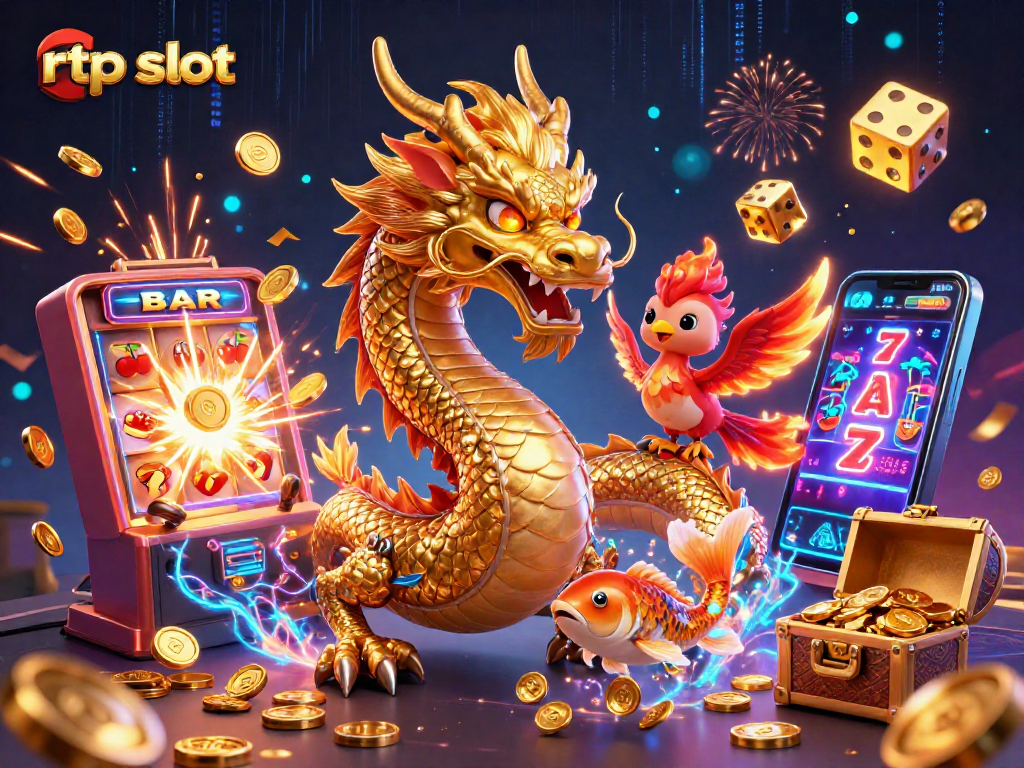 Experience the thrill of rtp slot gaming with a vibrant illustration featuring dynamic casino elements.