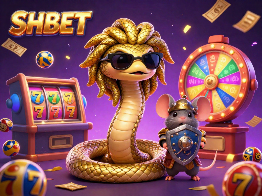 Experience the thrilling world of SHBET with Medusa and exciting casino elements in a vibrant scene.