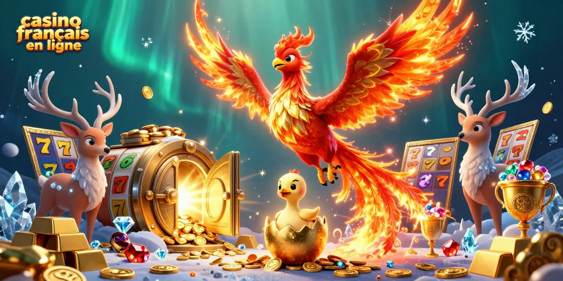 Experience thrilling action at casino francais en ligne with a vibrant scene featuring a phoenix and treasures.