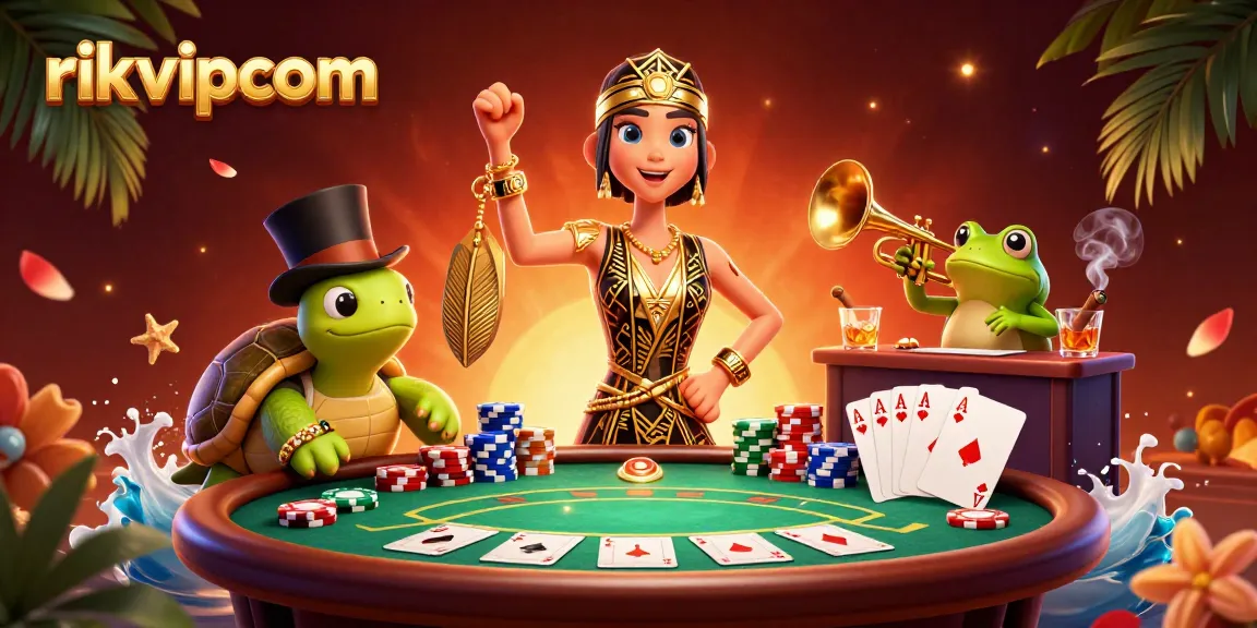 Experience thrilling gameplay at rikvipcom with vibrant casino characters and dynamic poker elements.