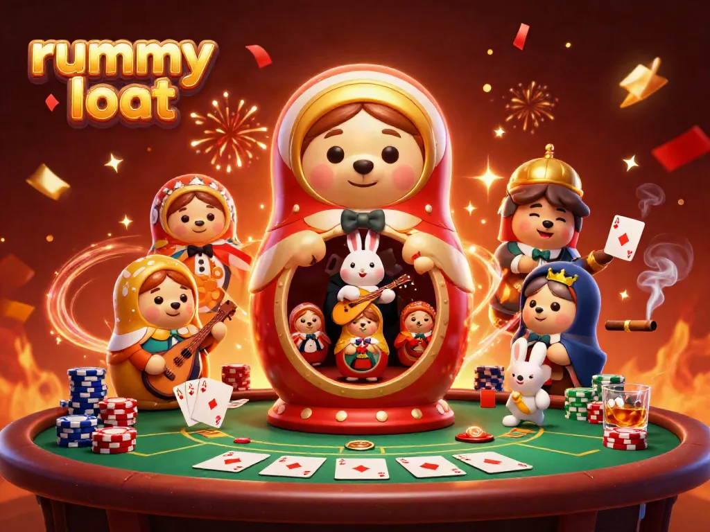 Experience rummy loot gameplay in a vibrant casino setting with animated rummy-themed elements.