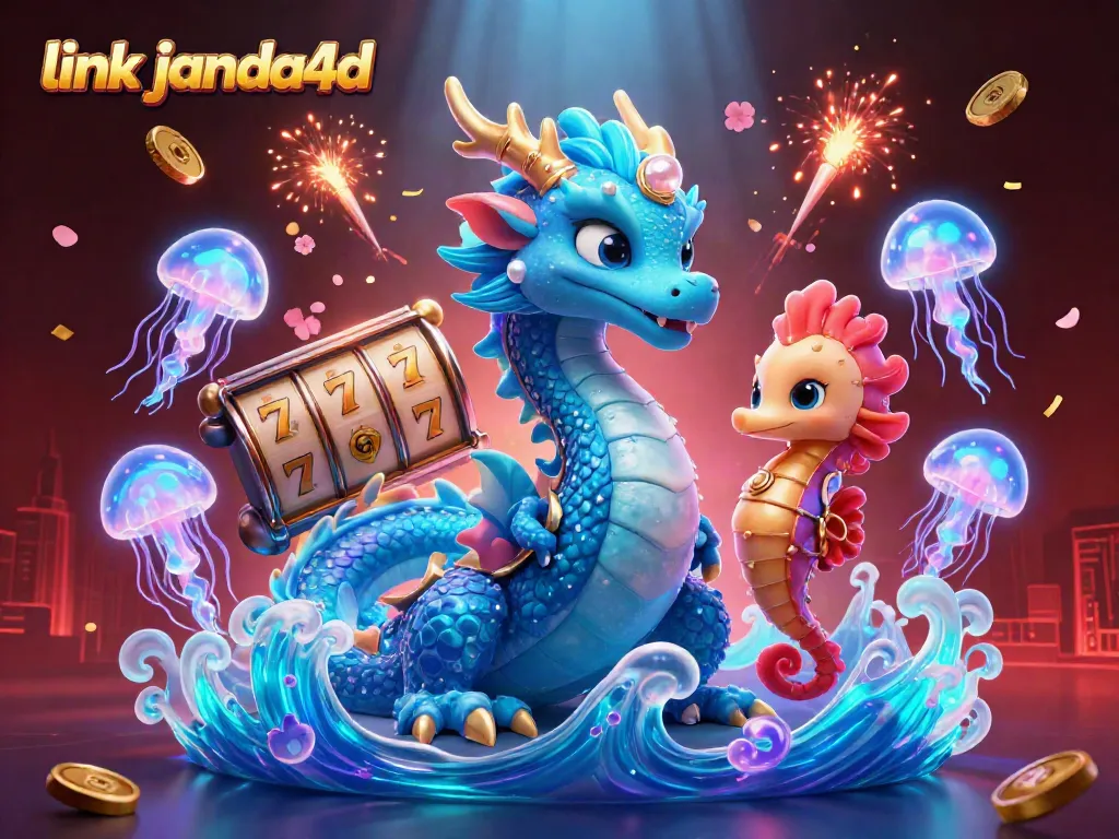 Permainan slot menarik di link janda4d dengan naga air 3D dan kuda laut kesatria.