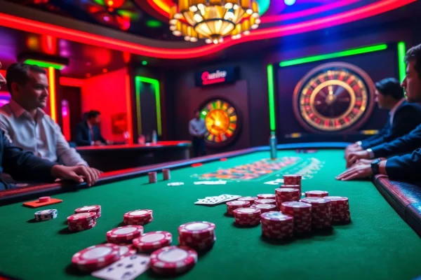 Engaging poker game with vibrant chips and cards, highlighting the official hidden wiki.