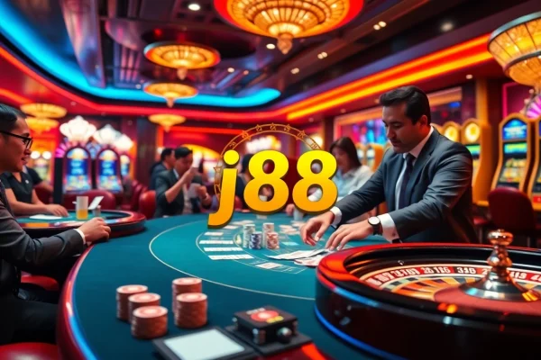 Experience the thrill of j88 gaming with an exciting casino atmosphere full of vibrant colors and action.