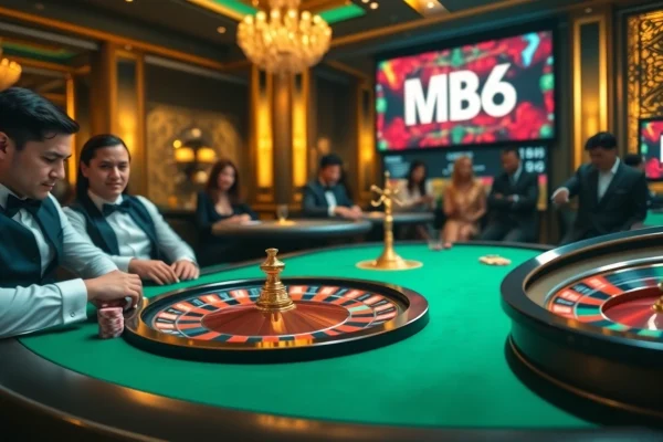 Players engaged at a poker table showcasing MB66's thrilling gambling experience.