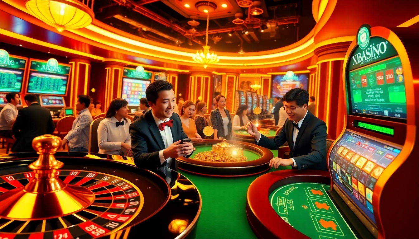 Players enjoying the exciting atmosphere at https://xx88.vin/, featuring vibrant casino games and engaging interfaces.