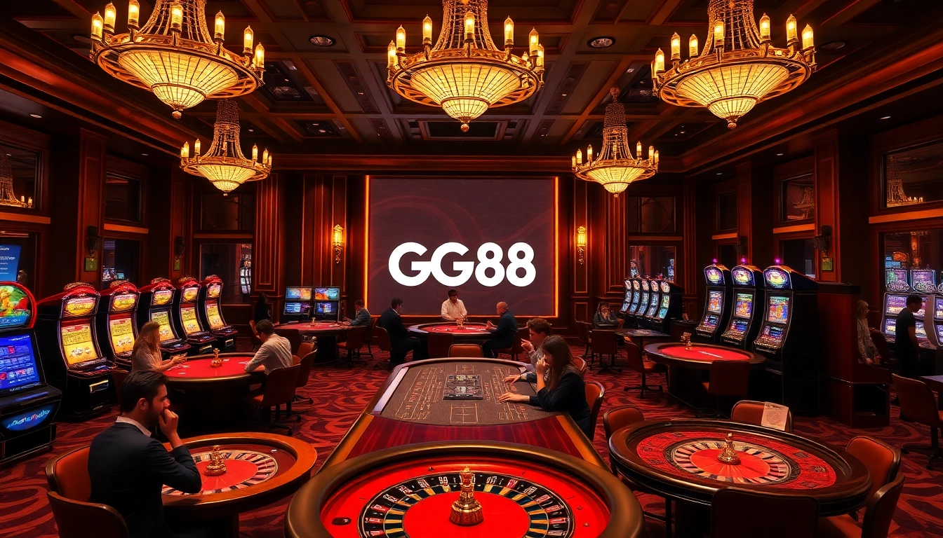 Experience thrilling gameplay at https://gg88com.pro/ with luxurious casino environment featuring tables and games.