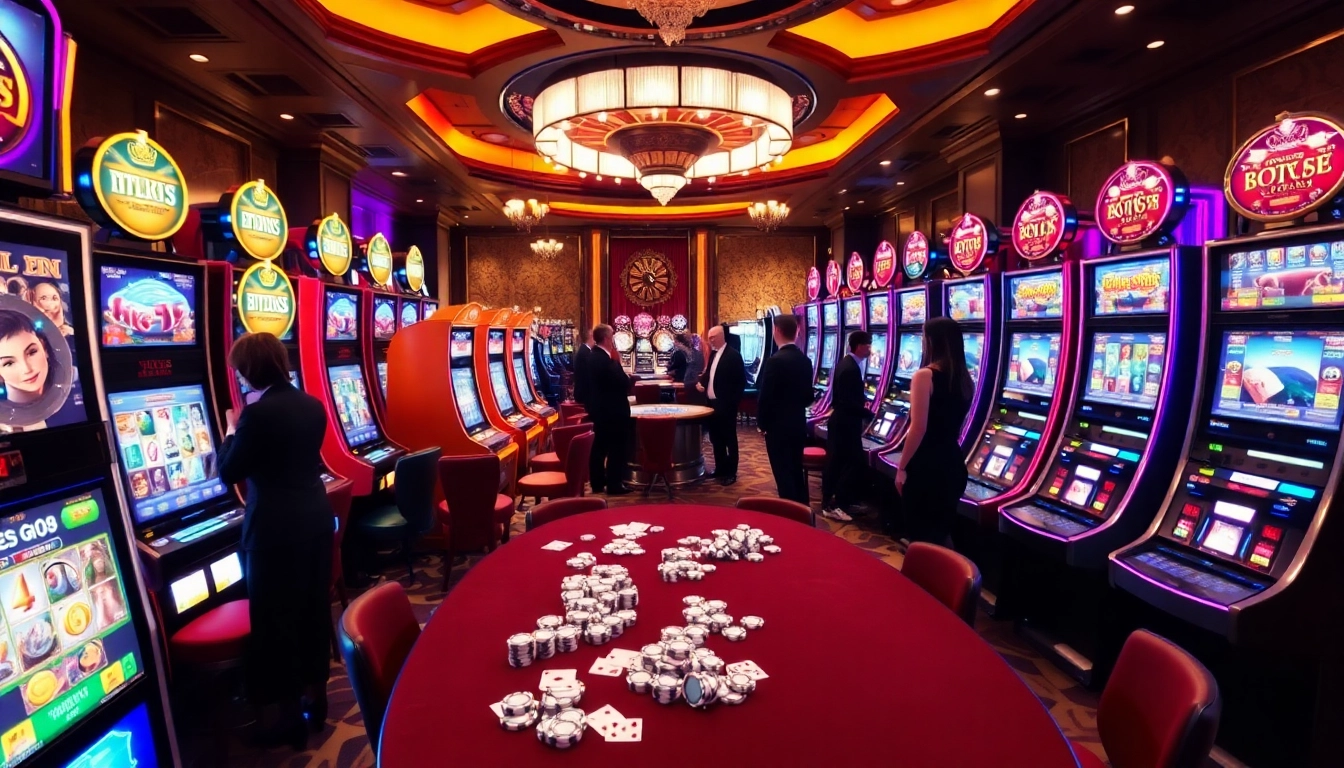 Experience excitement at idnslot with engaging slot games on a vibrant casino floor.